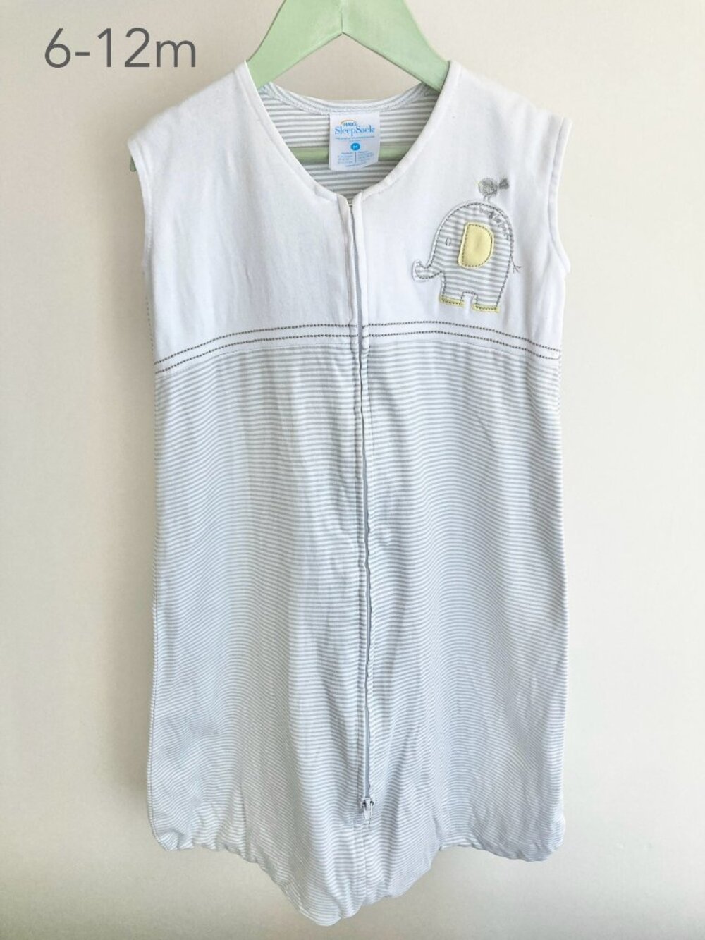 💙2/$25 Halo 6-12 Months Medium Toddler Sleep Sack Thin Summer Elephant Neutral